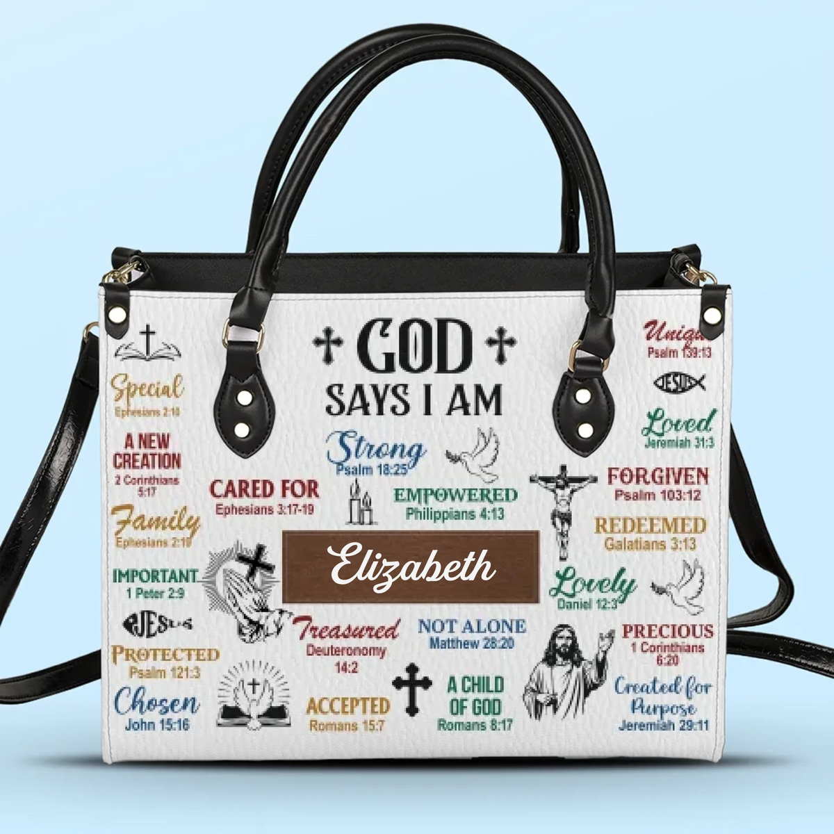Grace Upon Grace - Personalized Custom Leather Handbag - Christian Gifts For All Believers, Jesus Lovers