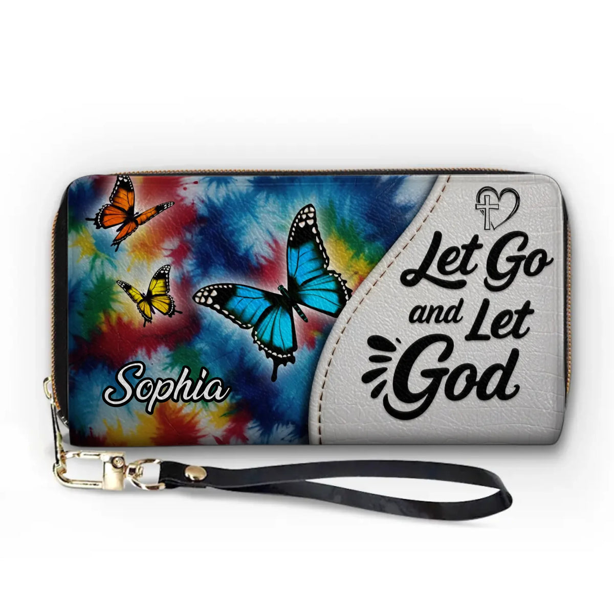 Let Go And Let God - Personalized Custom Leather Long Wallet - Christian Gifts For All Believers, Jesus Lovers
