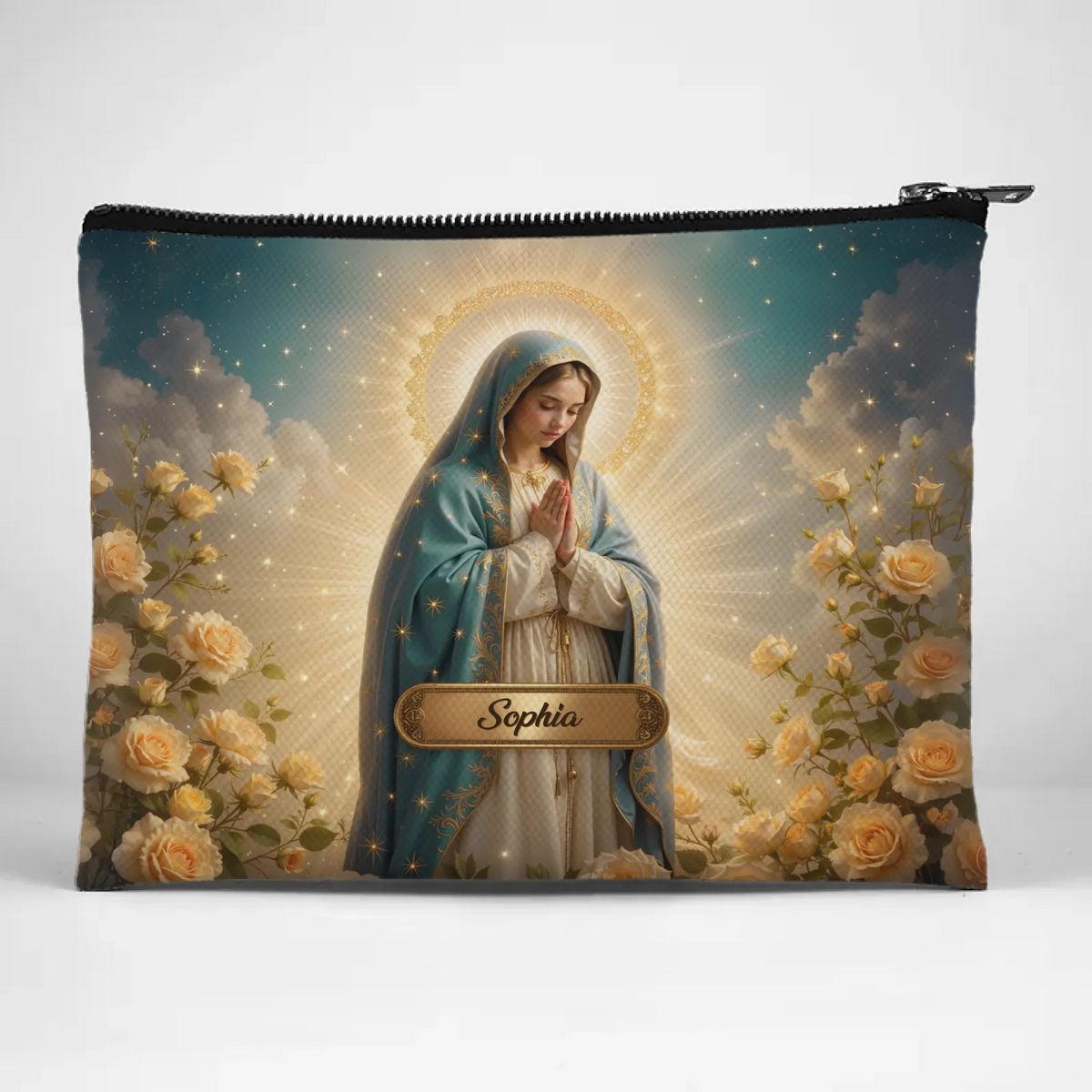 She Carries My Prayers To Heaven - Personalized Custom Cosmetic Bag - Catholic Gifts For All Believers