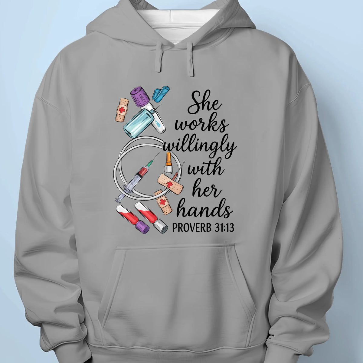 She Works Willingly With Her Hands - Unisex T-shirt, Premium T-shirt, Hoodie - Christian Gifts For All Believers, Jesus Lovers