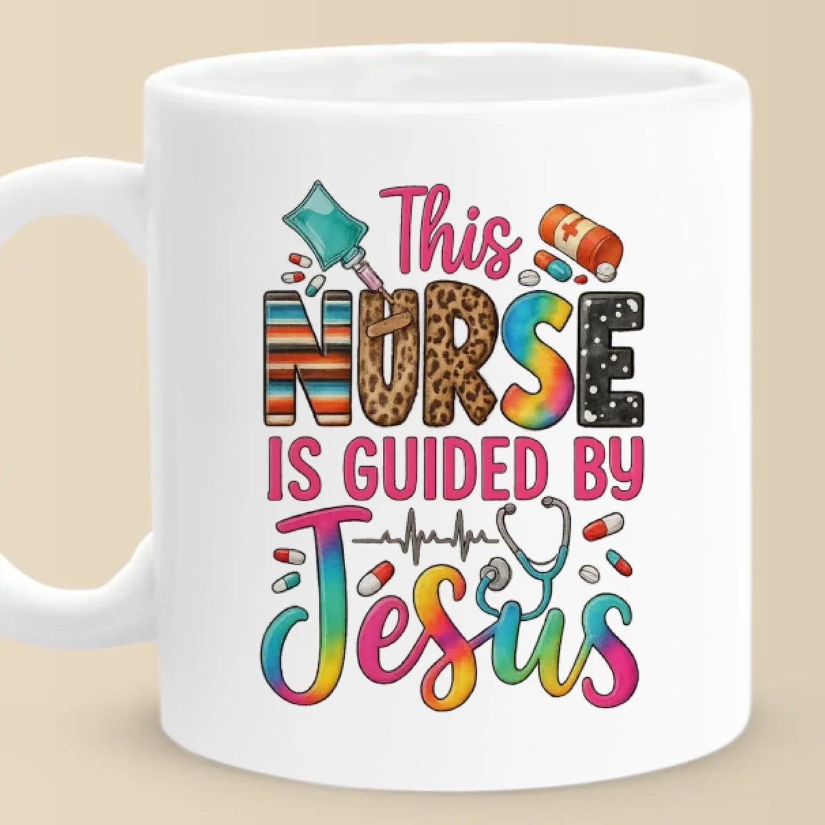 This Nurse Is Guided By Jesus - Mug - Christian Gifts For All Believers, Jesus Lovers
