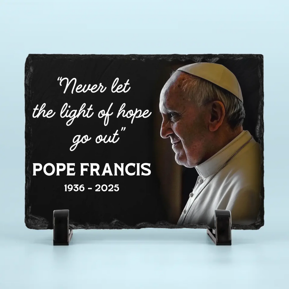 Never Let The Light Of Hope Go Out - Rectangle Shaped Stone With Stand - Catholic Gifts For All Believers