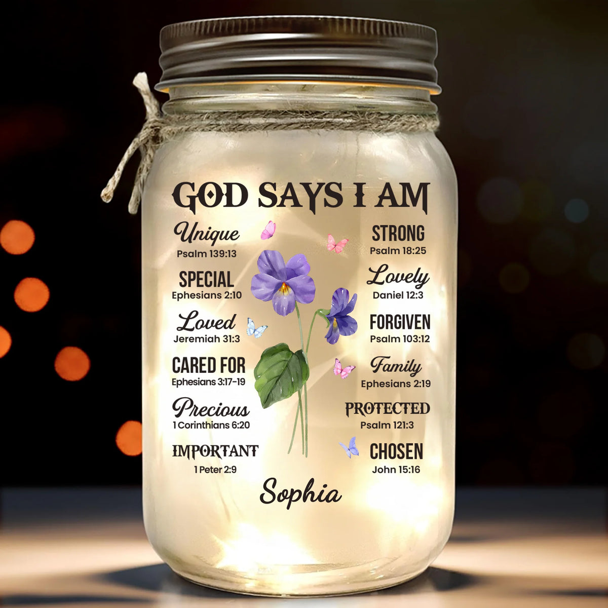 God Says I Am Special - Personalized Custom Mason Jar Light - Christian Gifts For All Believers, Jesus Lovers
