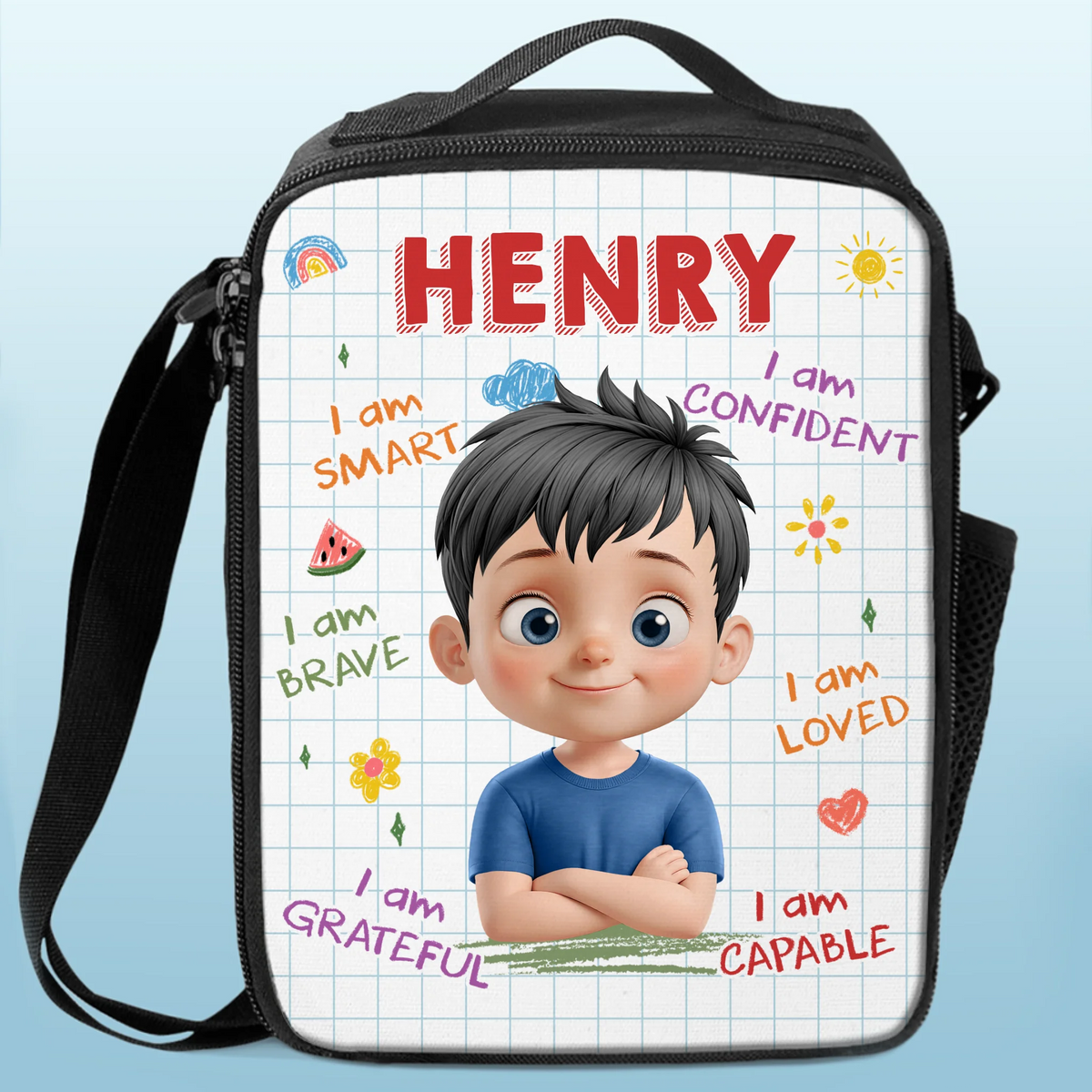 Custom Kids Lunch Bag - Personalized Back To School Gifts For Kids - Ready To Conquer First Grade