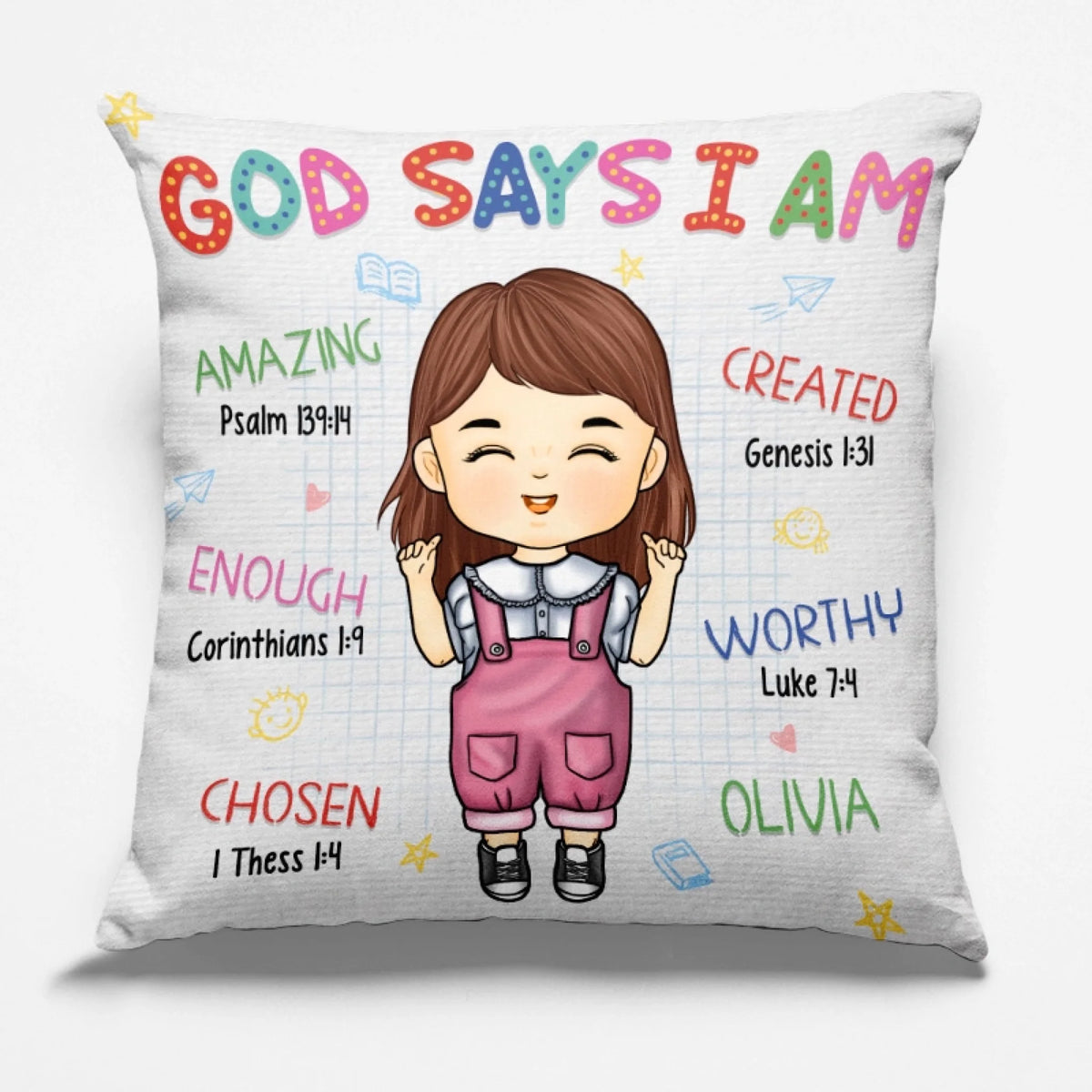 Custom Kid Pillow - Personalized Christian Gifts For All Believers - God Says I Am Amazing