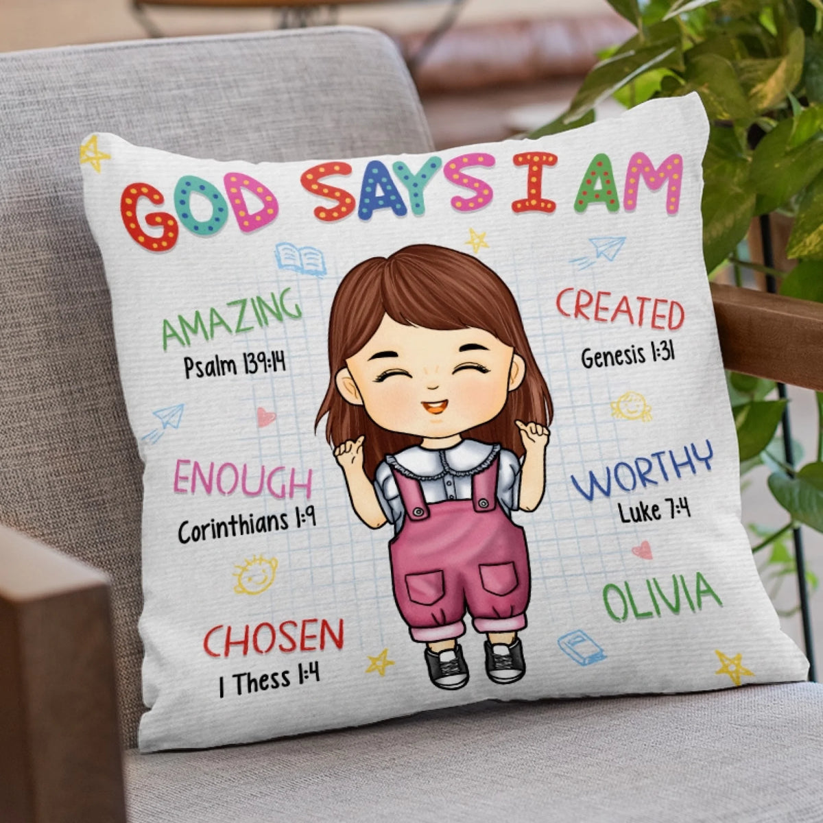 Custom Kid Pillow - Personalized Christian Gifts For All Believers - God Says I Am Amazing