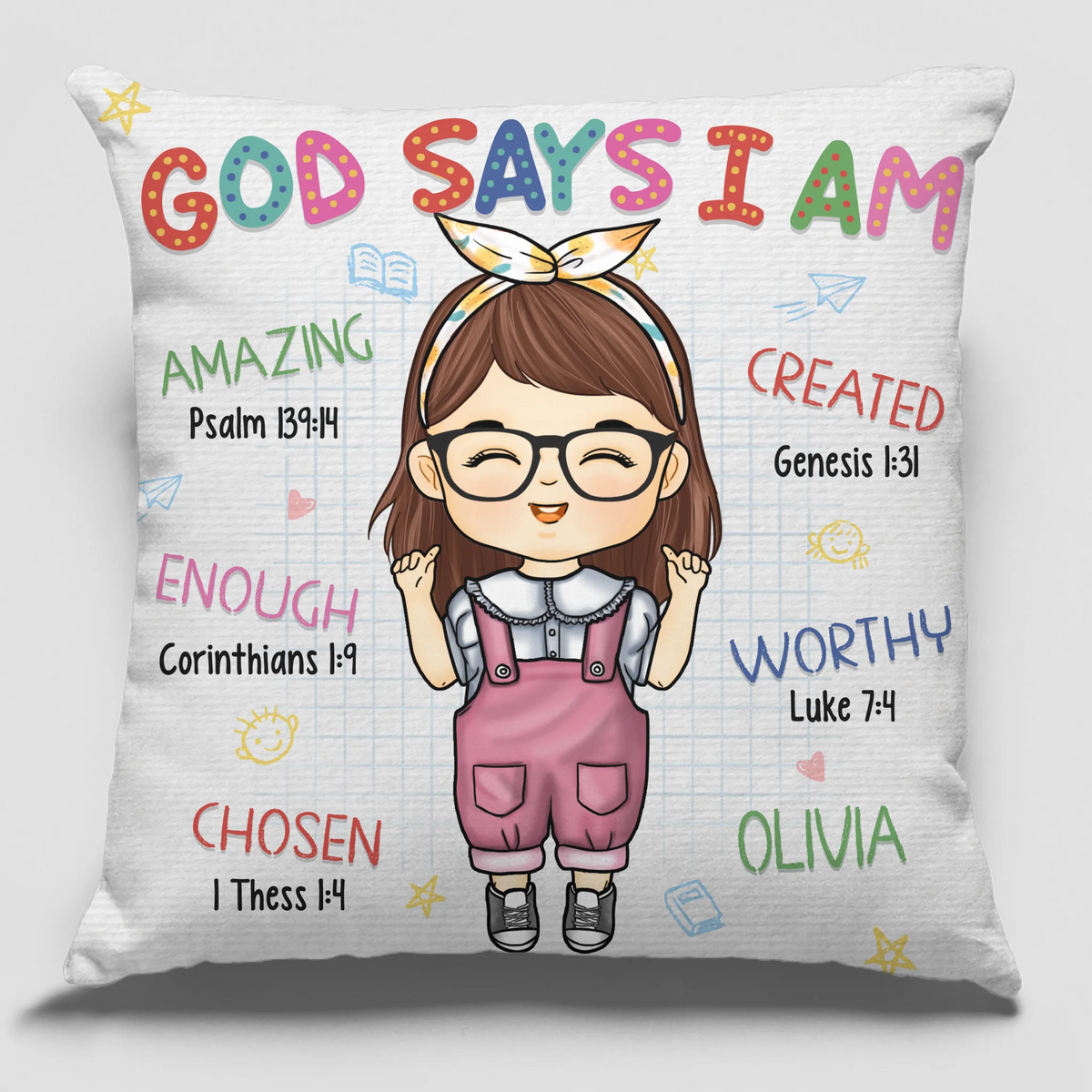 Custom Kid Pillow - Personalized Christian Gifts For All Believers - God Says I Am Amazing
