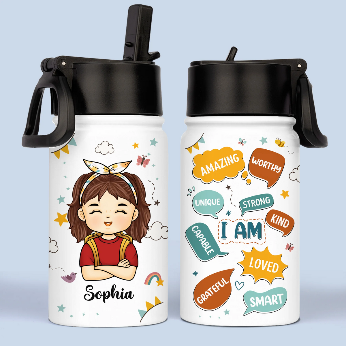 Custom Kid Water Bottle - Personalized Back To School Christian Gifts For Kids - Smart Because God Says So
