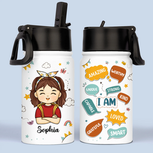 Custom Kid Water Bottle - Personalized Back To School Christian Gifts For Kids - Smart Because God Says So