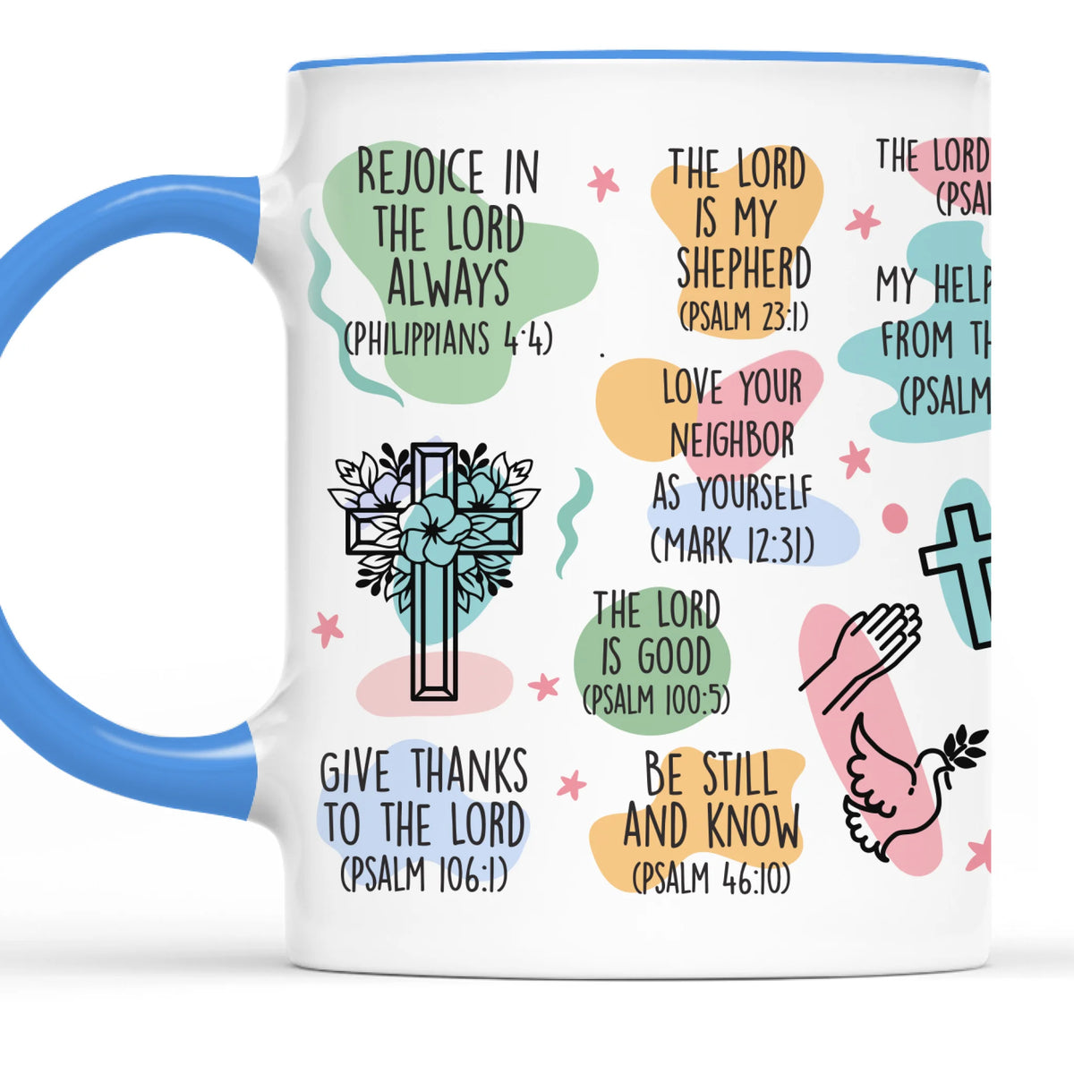 Custom Accent Mug - Personalized Christian Affirmation Gifts For Yourself, All Believers, Jesus Lovers - Rejoice In The Lord Always
