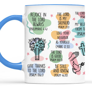 Custom Accent Mug - Personalized Christian Affirmation Gifts For Yourself, All Believers, Jesus Lovers - Rejoice In The Lord Always