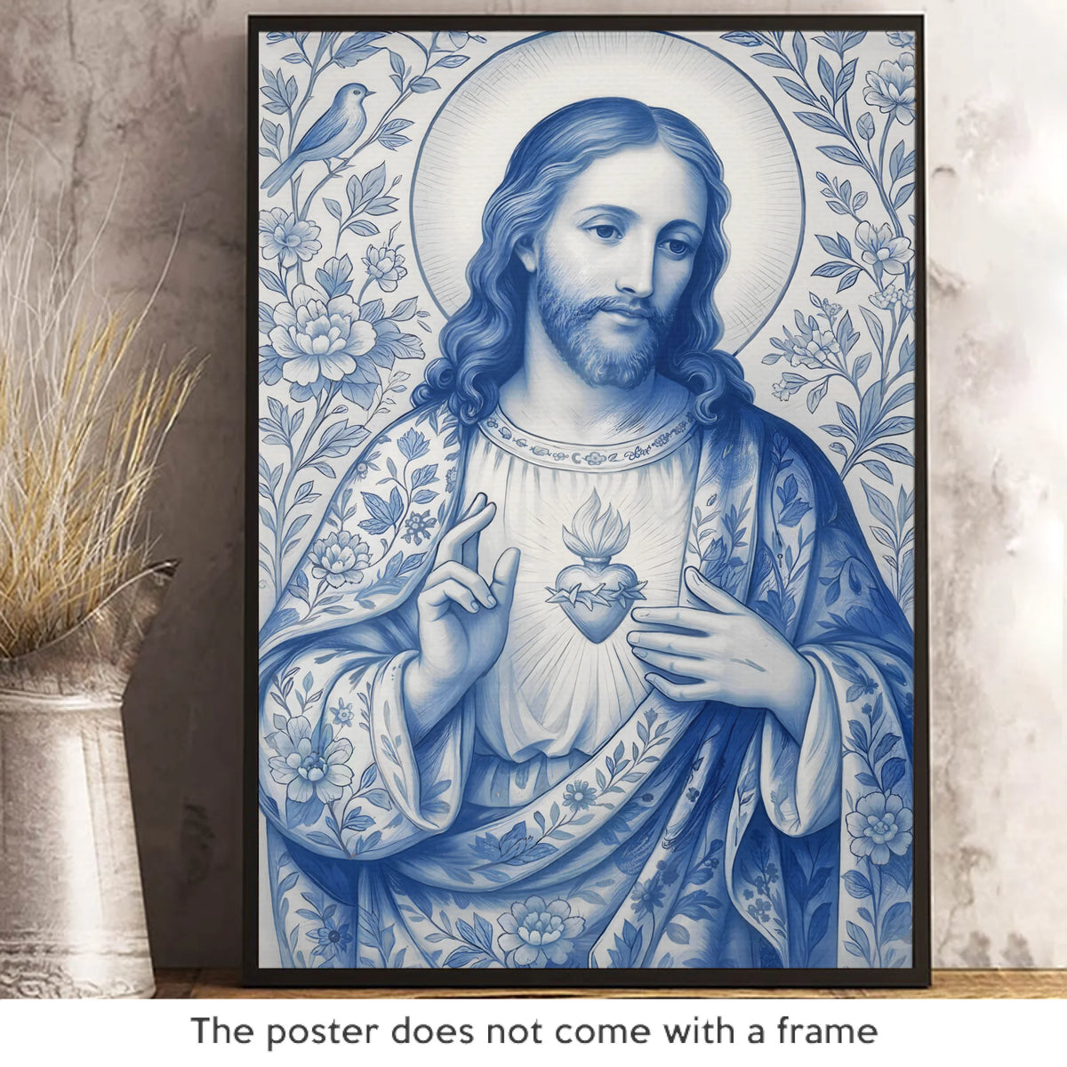 Wowblessing Vertical Poster - Christian Gifts For All Believers, Jesus Lovers - Heart Of Mercy, Flame Of Love