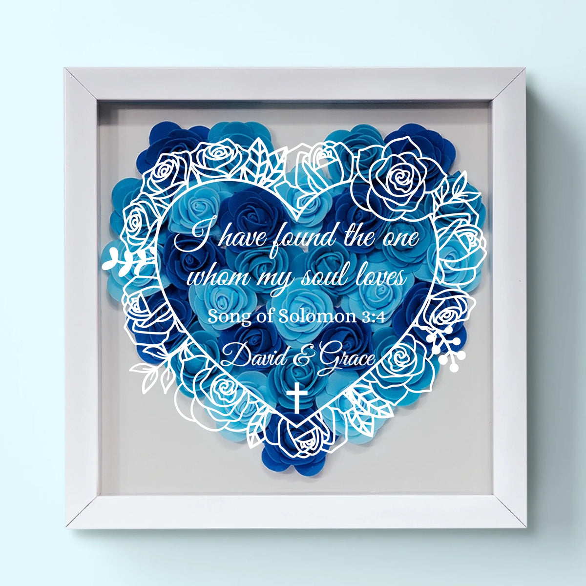 Wowblessing Custom Flower Shadow Box - Personalized Anniversary Wedding Gifts For Husband And Wife, Him And Her, All Believers - Found The One Whom My Soul Loves