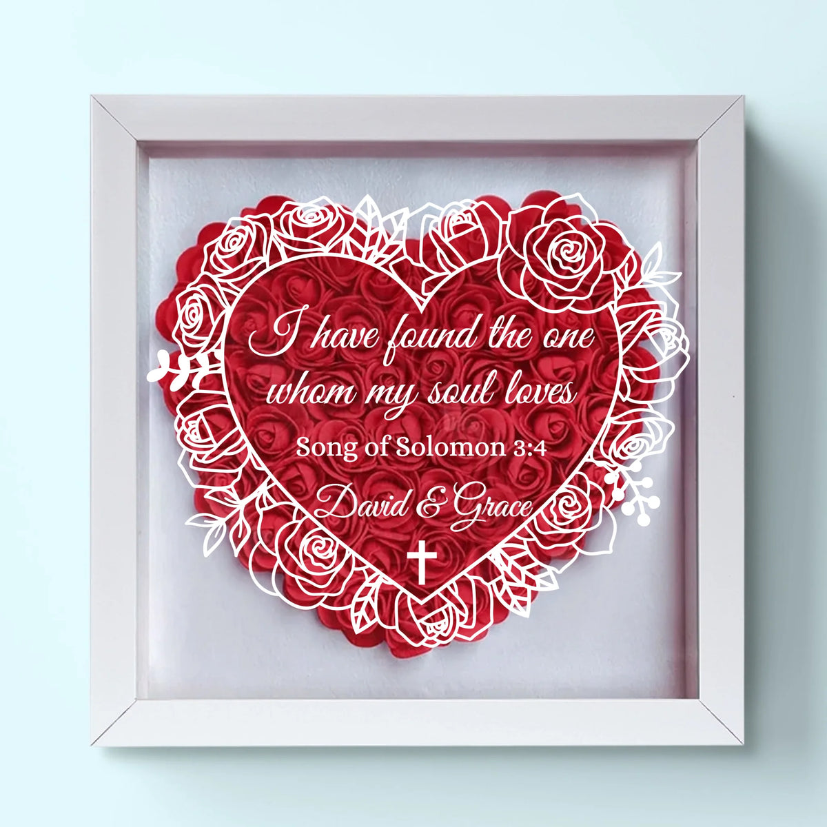 Wowblessing Custom Flower Shadow Box - Personalized Anniversary Wedding Gifts For Husband And Wife, Him And Her, All Believers - Found The One Whom My Soul Loves