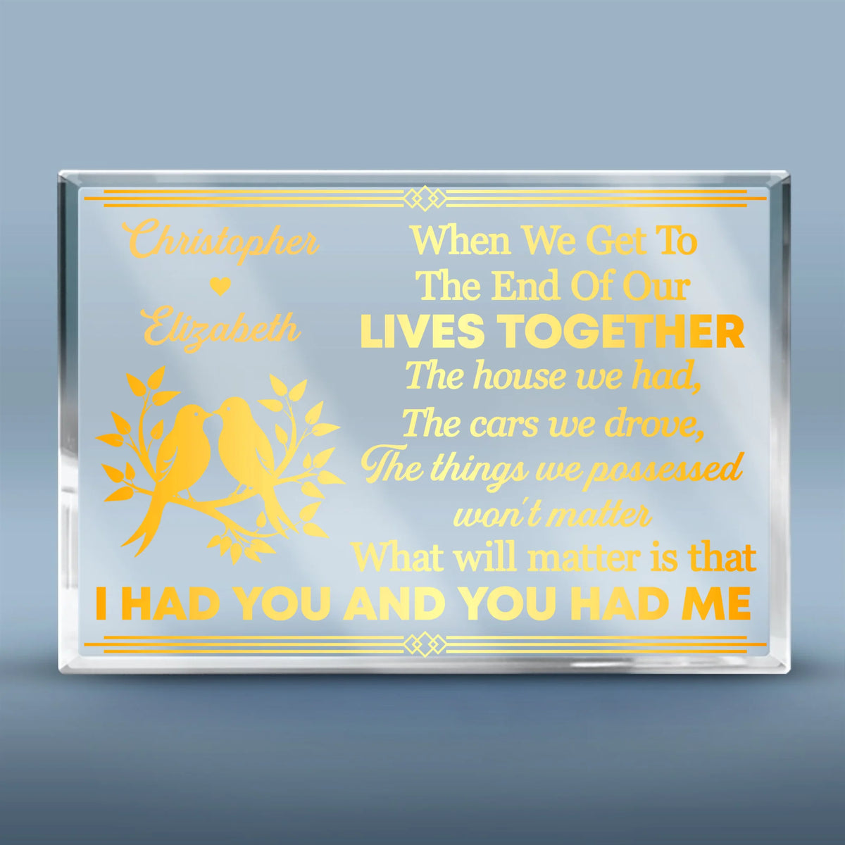Wowblessing Custom Rectangle Shaped Acrylic Plaque - Personalized Anniversary Wedding Gifts For Husband And Wife, Him And Her, All Believers - I Had You And You Had Me