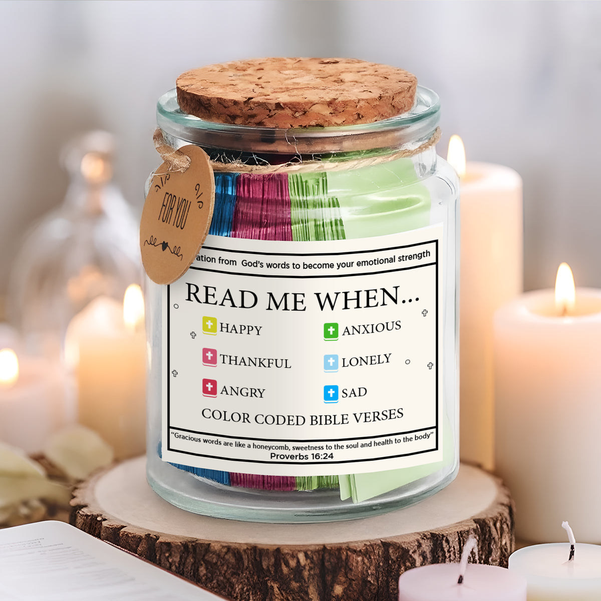 90-Day Color Coded Bible Verse Jar Kit With Printable Scriptures - Christian Gifts For All Believers, Jesus Lovers