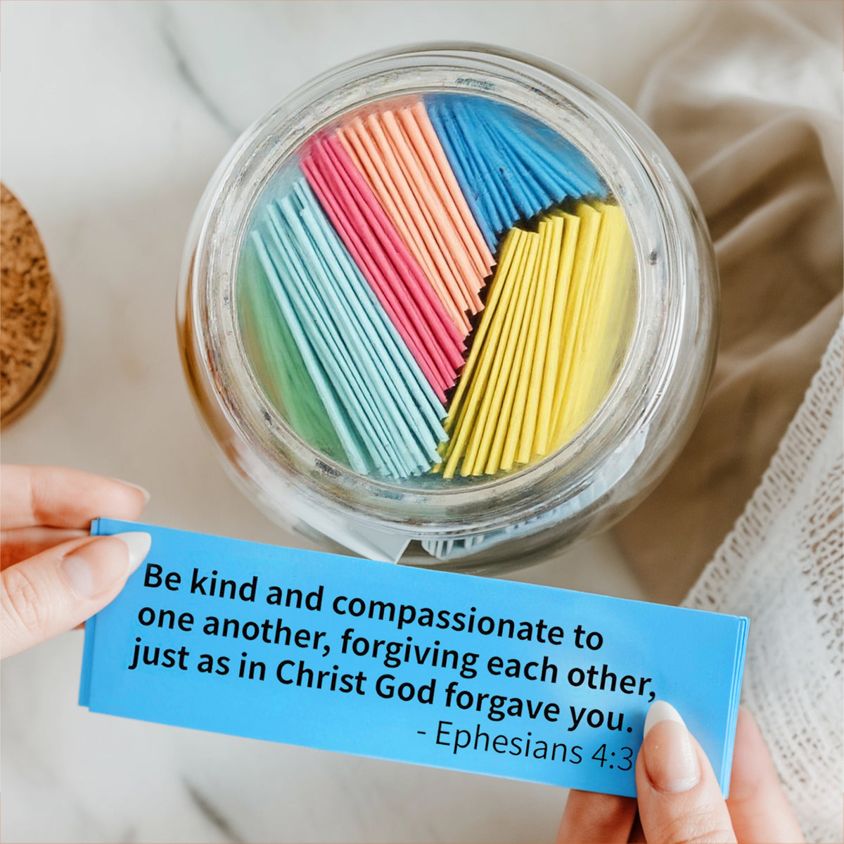 90-Day Color Coded Bible Verse Jar Kit With Printable Scriptures - Christian Gifts For All Believers, Jesus Lovers