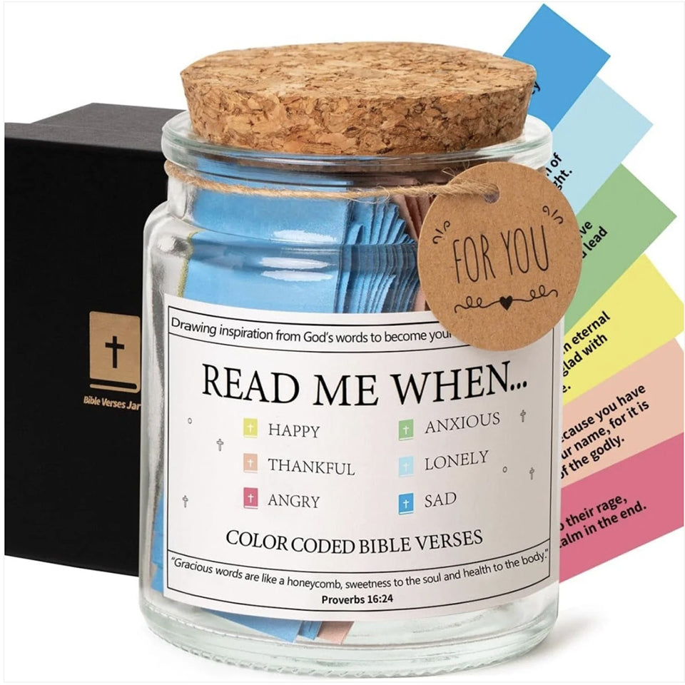 90-Day Color Coded Bible Verse Jar Kit With Printable Scriptures - Christian Gifts For All Believers, Jesus Lovers