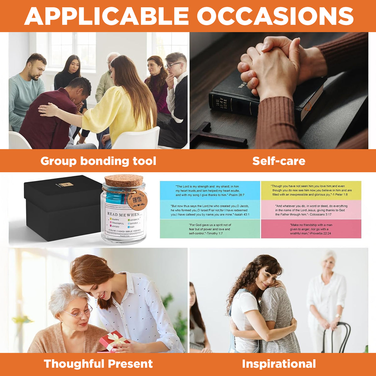 90-Day Color Coded Bible Verse Jar Kit With Printable Scriptures - Christian Gifts For All Believers, Jesus Lovers