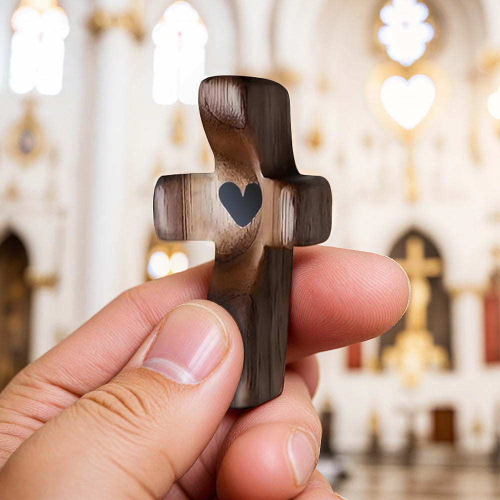 Carved With Love, Held With Grace - Stress Relief Cross - Christian Gifts For All Believers, Jesus Lovers
