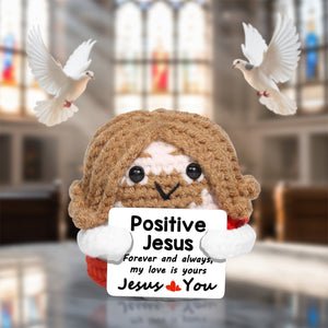 Handmade Crochet Jesus Plush With Motivational Message – Christian Toys & Gifts For All Believers, Jesus Lovers - Forever & Always, Jesus Loves You