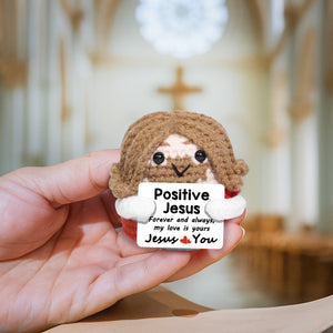 Handmade Crochet Jesus Plush With Motivational Message – Christian Toys & Gifts For All Believers, Jesus Lovers - Forever & Always, Jesus Loves You