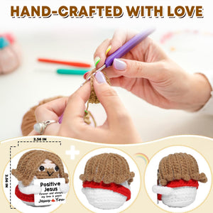 Handmade Crochet Jesus Plush With Motivational Message – Christian Toys & Gifts For All Believers, Jesus Lovers - Forever & Always, Jesus Loves You